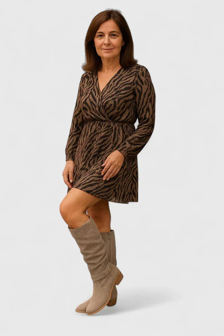 Women's Khaki Suede Slouch Knee High Boots - Khaki