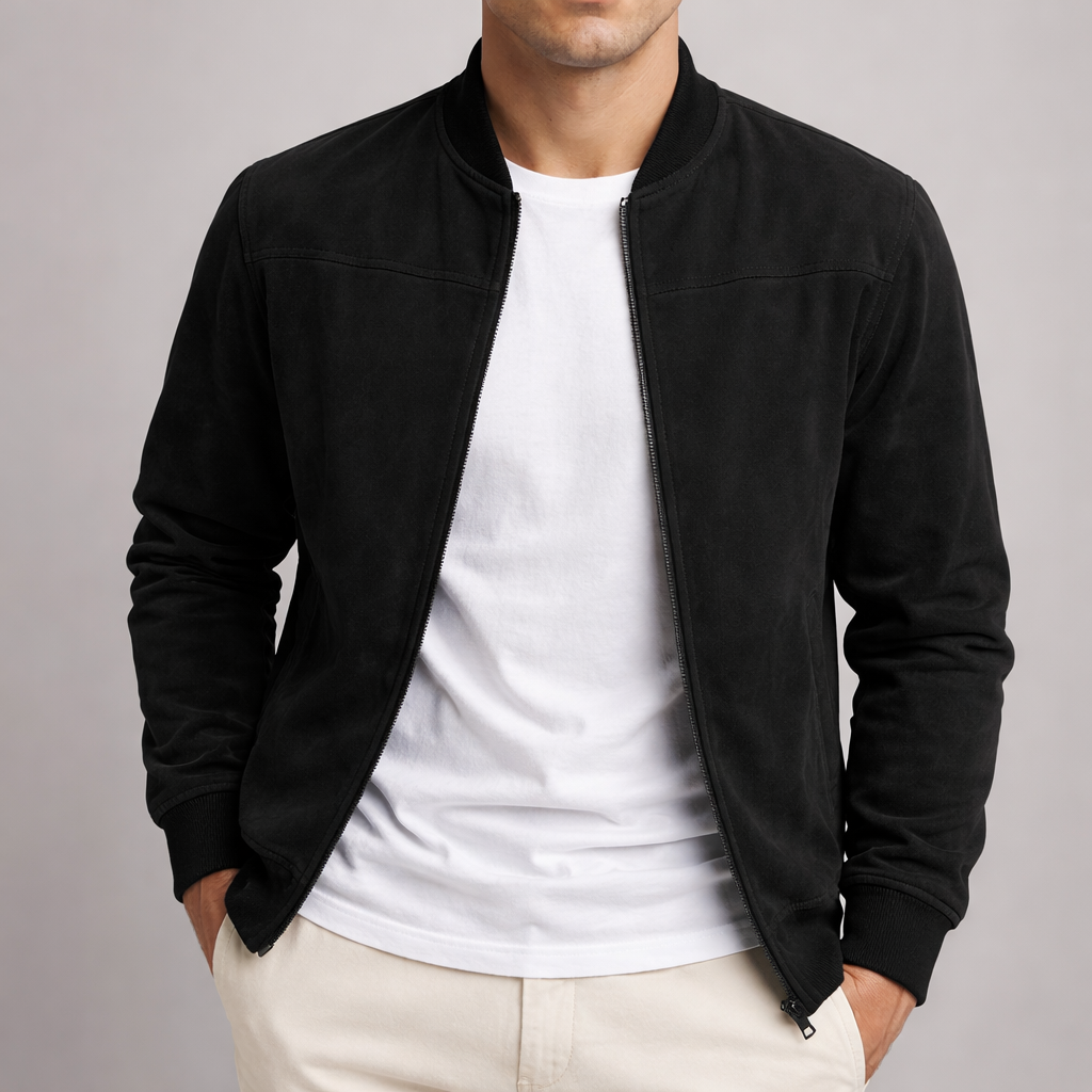 Men's Suede Trucker Jacket - Brown