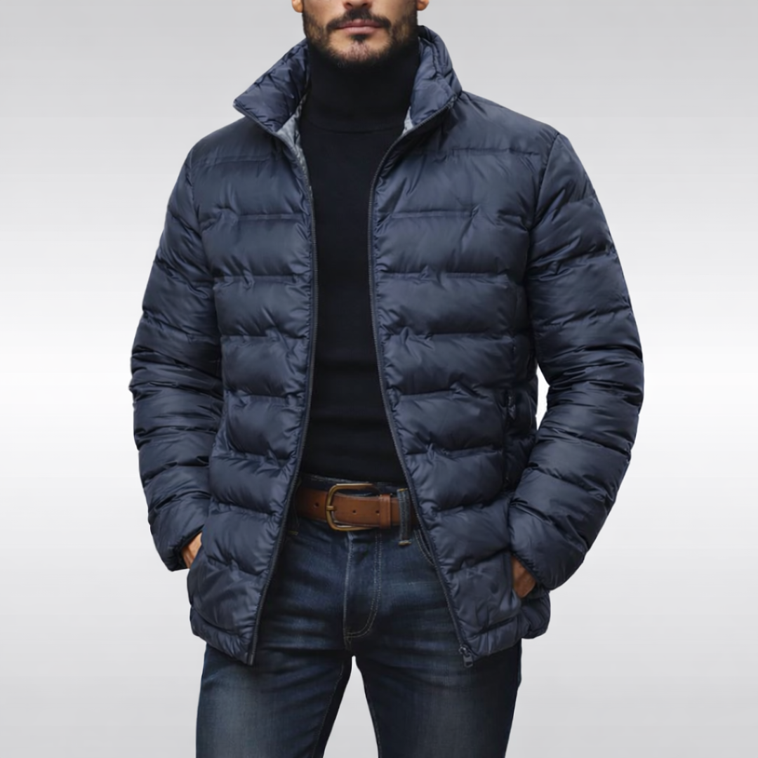 Men's Quilted Down Jacket - Blue
