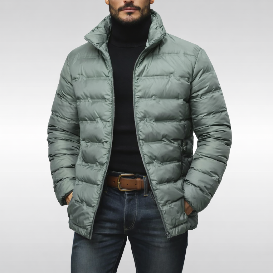 Men's Quilted Down Jacket - Blue