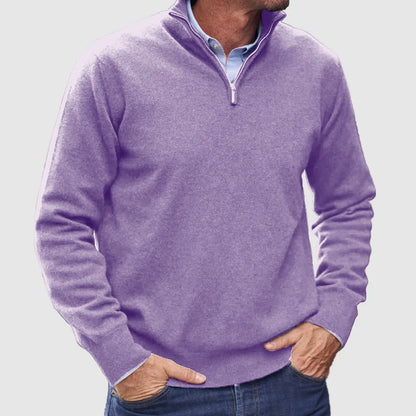 Men's Knit Quarter Zip Pullover - Light Purple