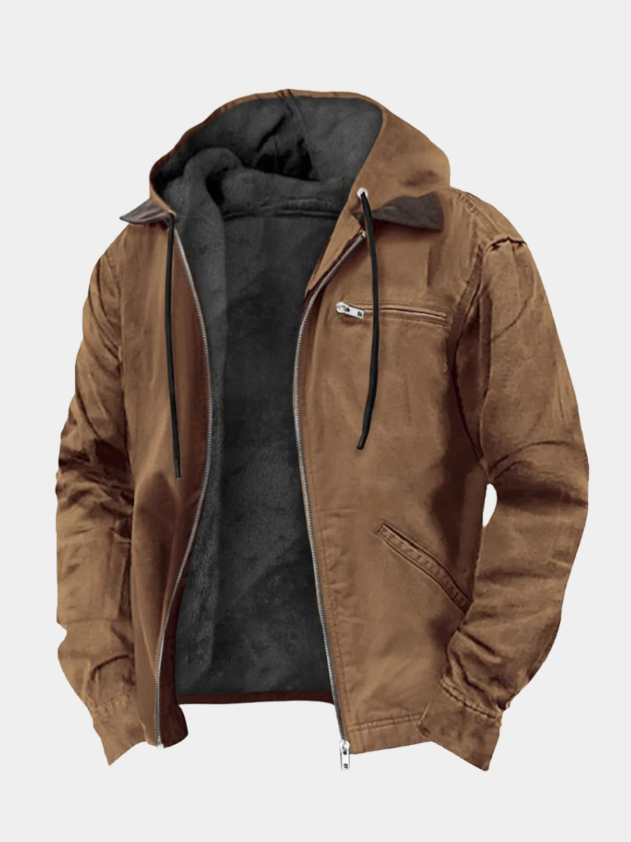 Men's Fleece Lined Winter Coat - Brown