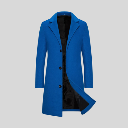 Men's Wool Longline Coat - Light Grey