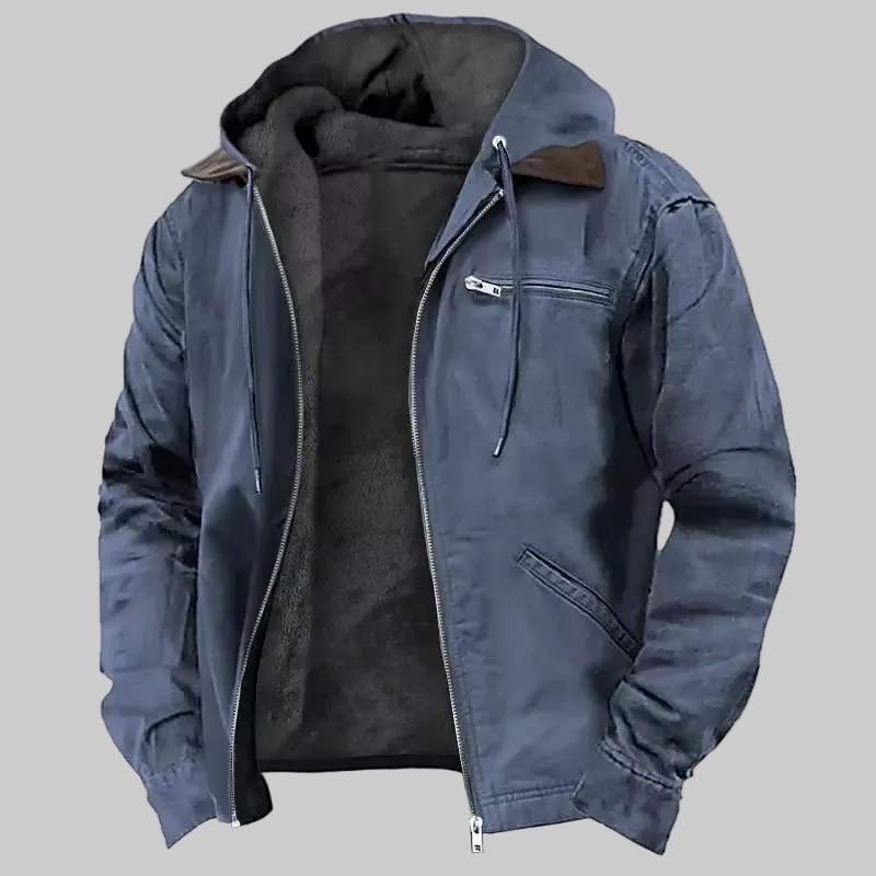 Men's Down Puffer Coat - Navy Blue