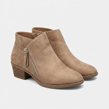 Women's Suede Zip Ankle Boots - Gray