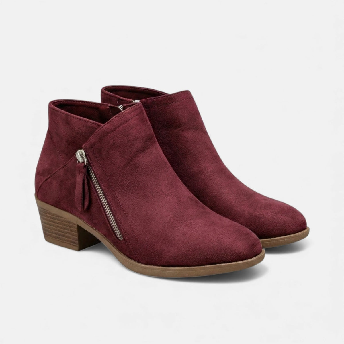 Women's Suede Zip Ankle Boots - Blue (Fabric)