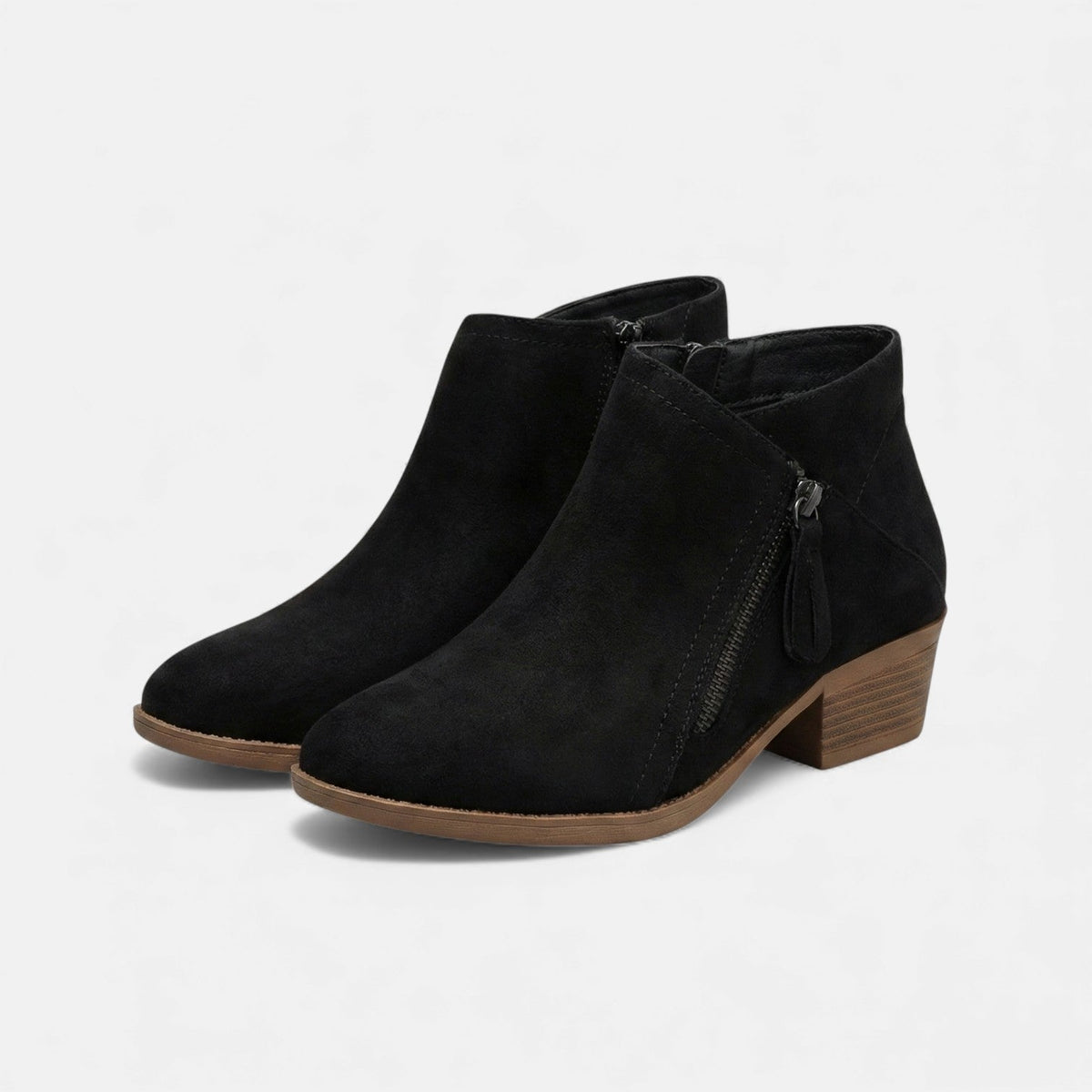 Women's Suede Zip Ankle Boots - Gray