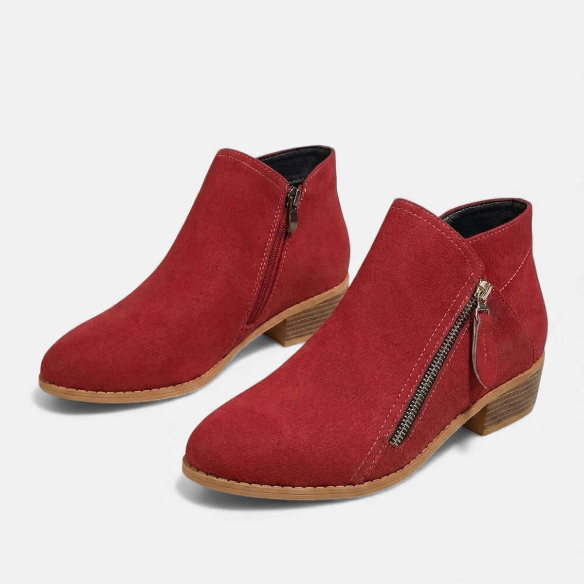 Women's Suede Zip Ankle Boots - Gray