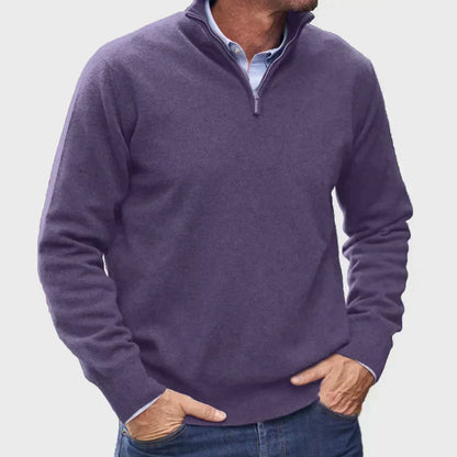 Men's Knit Quarter Zip Pullover - Light Purple