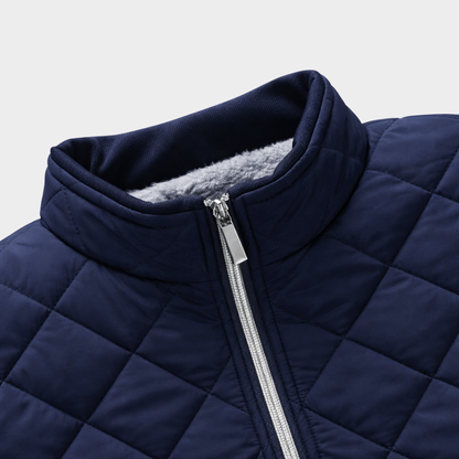 Men's Quilted Down Winter Jacket - Navy Blue