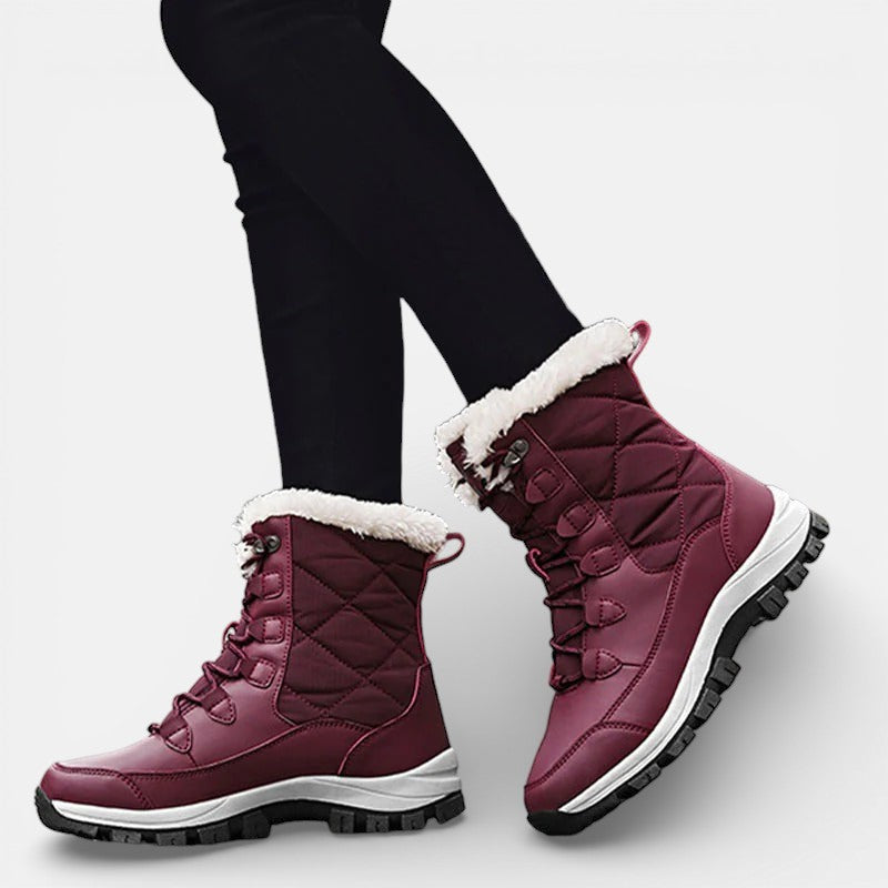 Women's Faux Fur Lined Snow Boots - Black