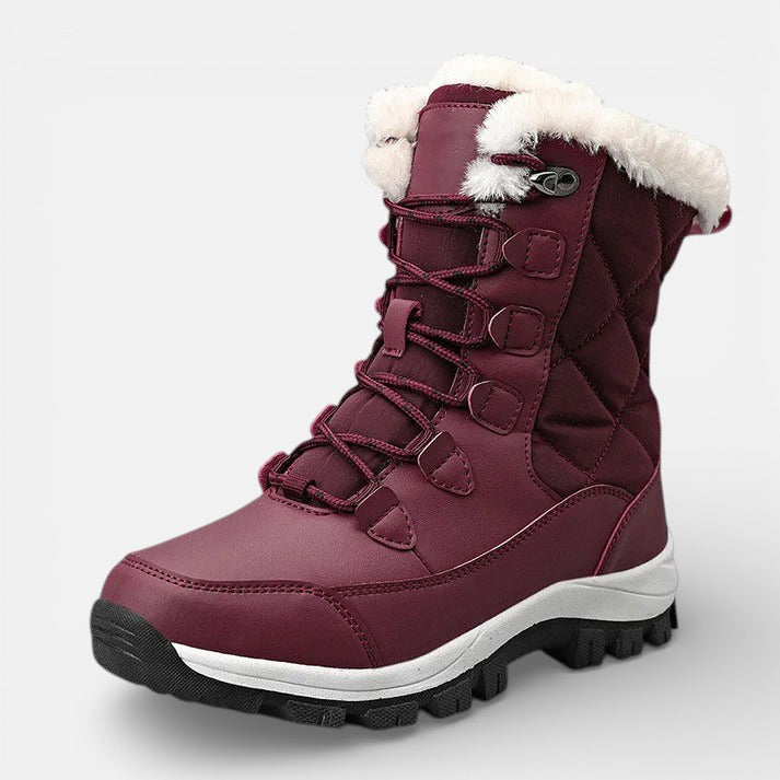 Women's Faux Fur Lined Snow Boots - Black