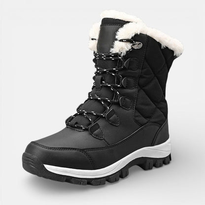 Women's Faux Fur Lined Snow Boots - Black