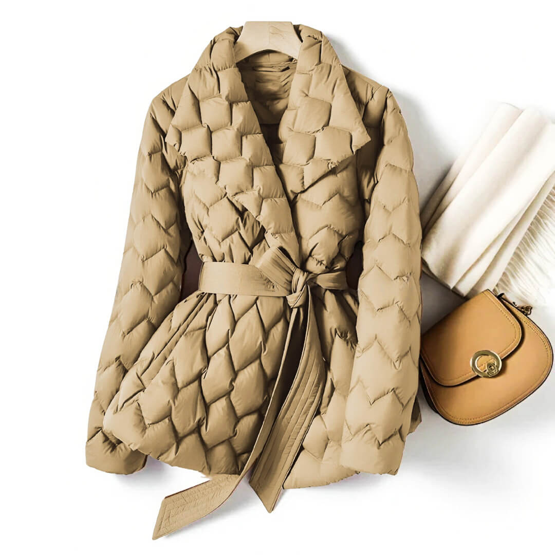 Women's Quilted Down Coat - Amber Orange