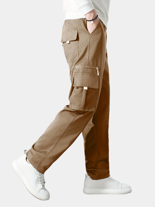 Men's Loose Fit Cargo Trousers - Light Brown
