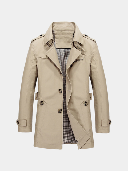 Men's Long Windbreaker Jacket - Beige