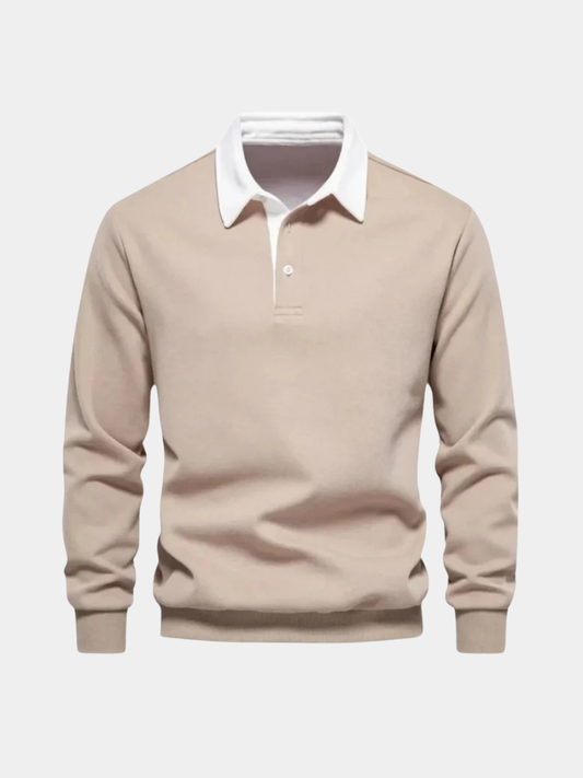 Men's Knit Polo Sweater - Beige