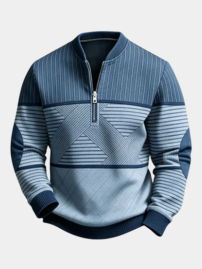 Men's Geometric Half Zip Sweater - Blue