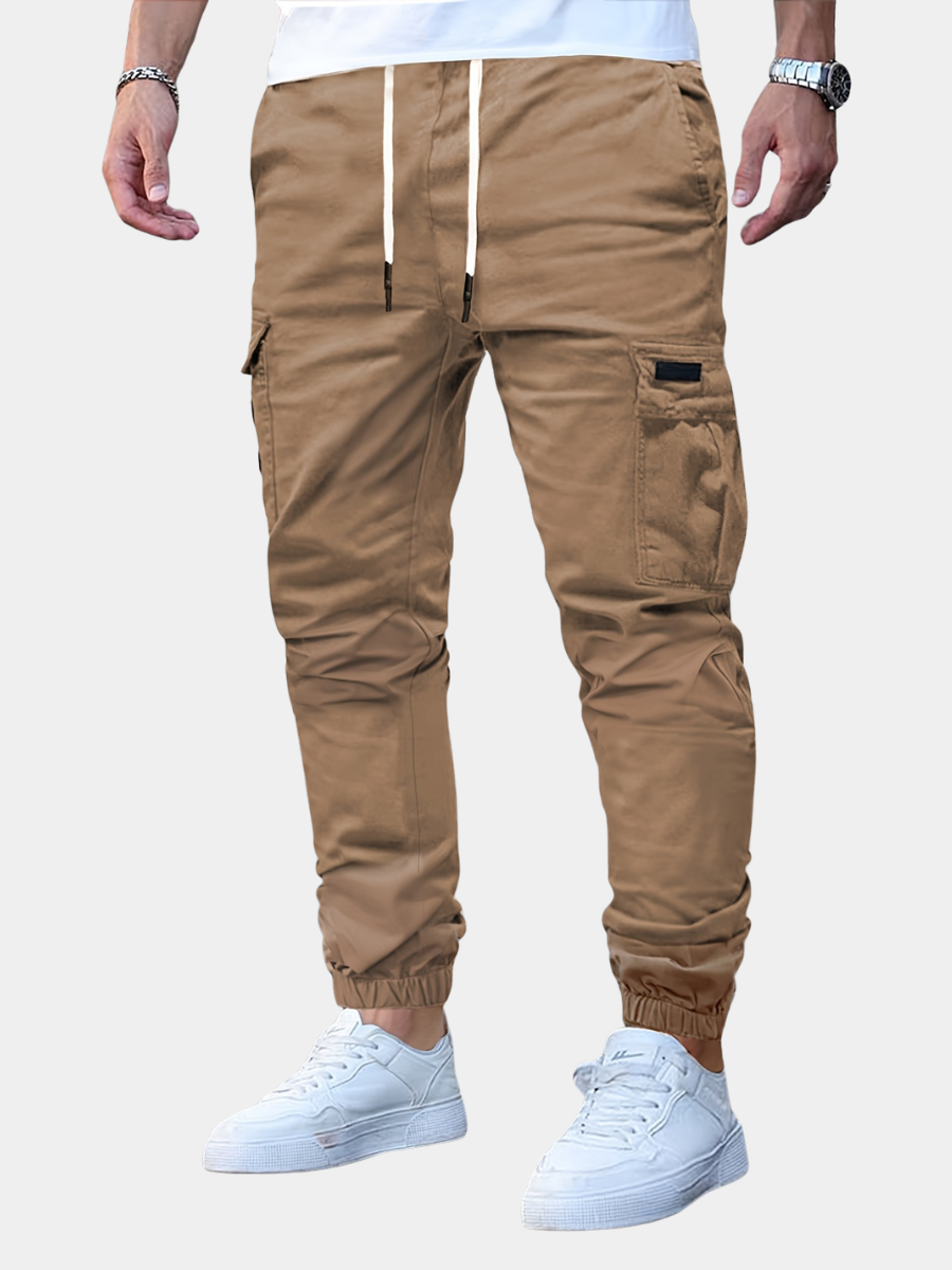 Men's Mid Waist Cargo Trousers - Brown