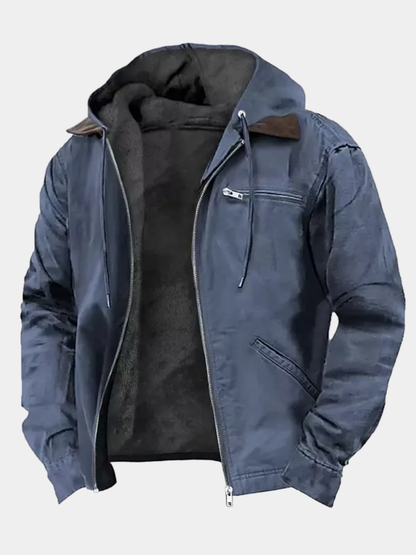 Men's Down Puffer Coat - Navy Blue