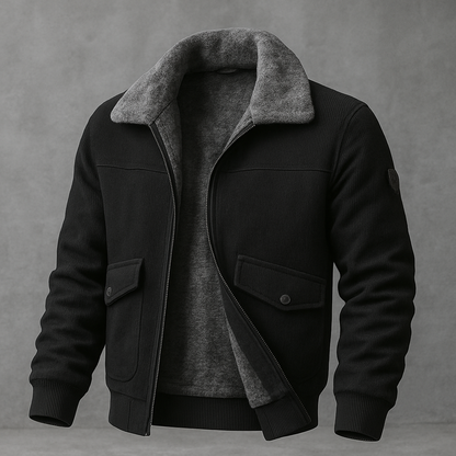 Men's Faux Fur Lined Jacket - Black