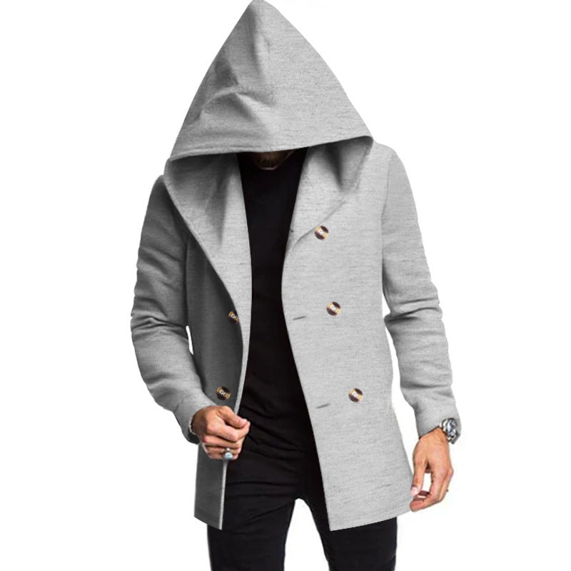 Men's Tweed Hooded Coat - Red