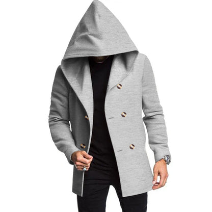 Men's Tweed Hooded Coat - Red