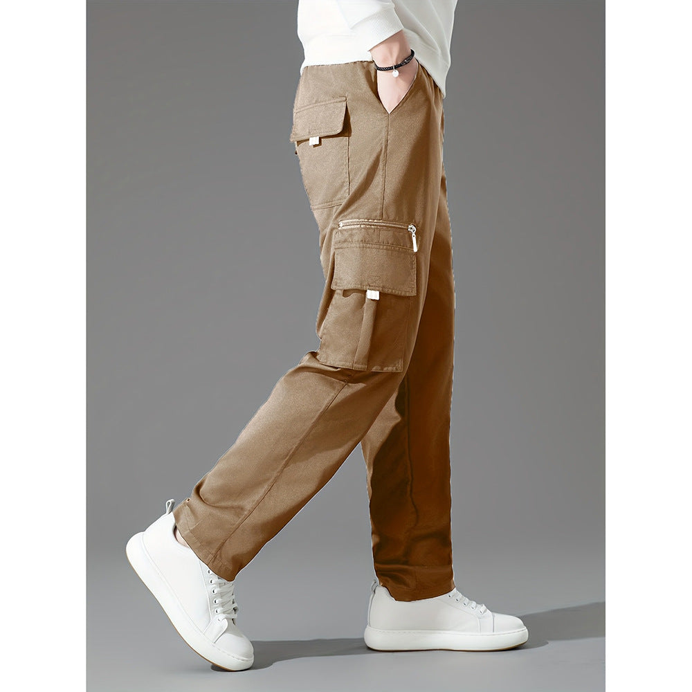 Men's Loose Fit Cargo Trousers - Light Brown