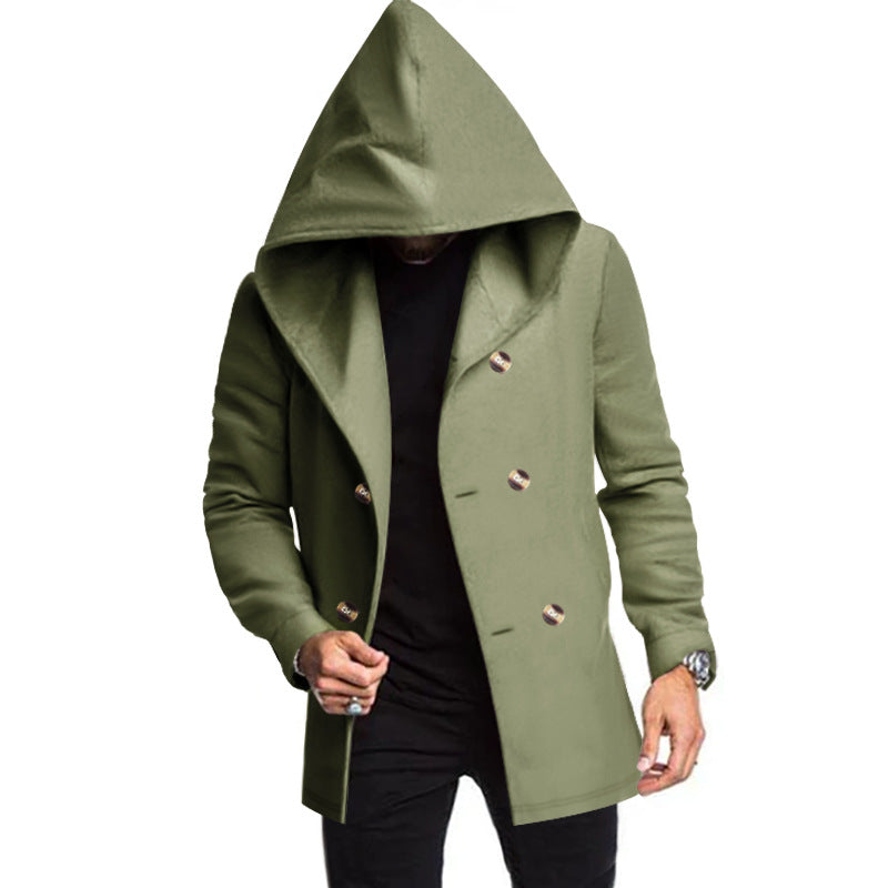 Men's Tweed Hooded Coat - Red