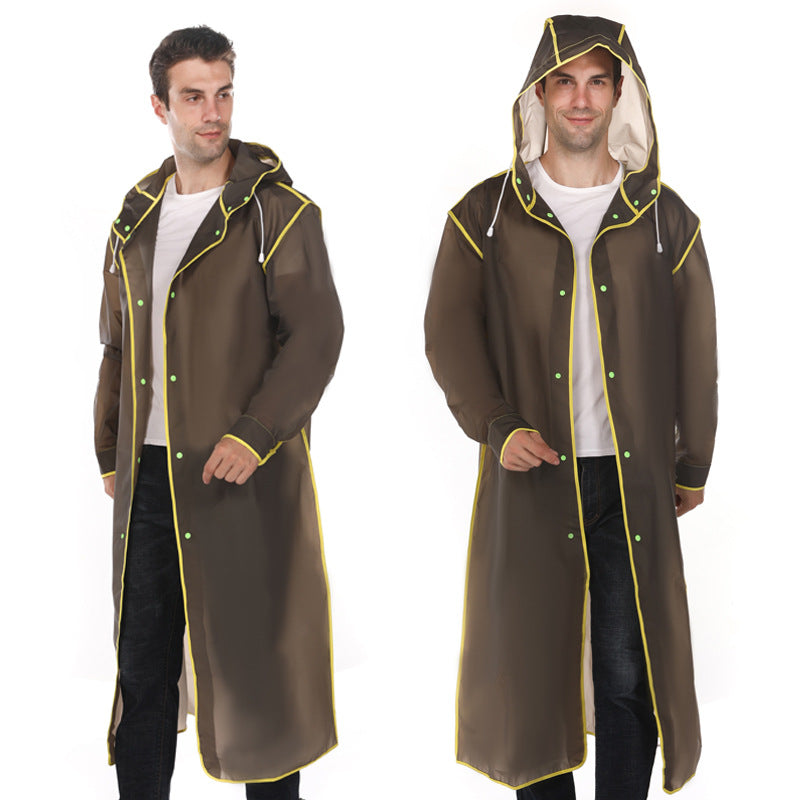 Men's Long Waterproof Raincoat - Black