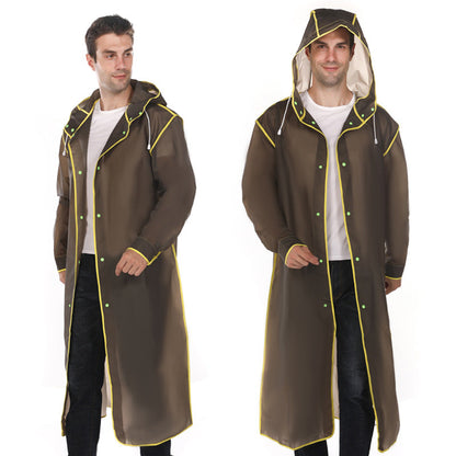 Men's Long Waterproof Raincoat - Black