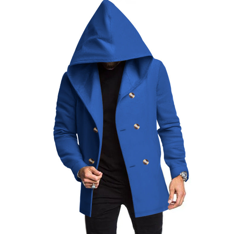 Men's Tweed Hooded Coat - Black