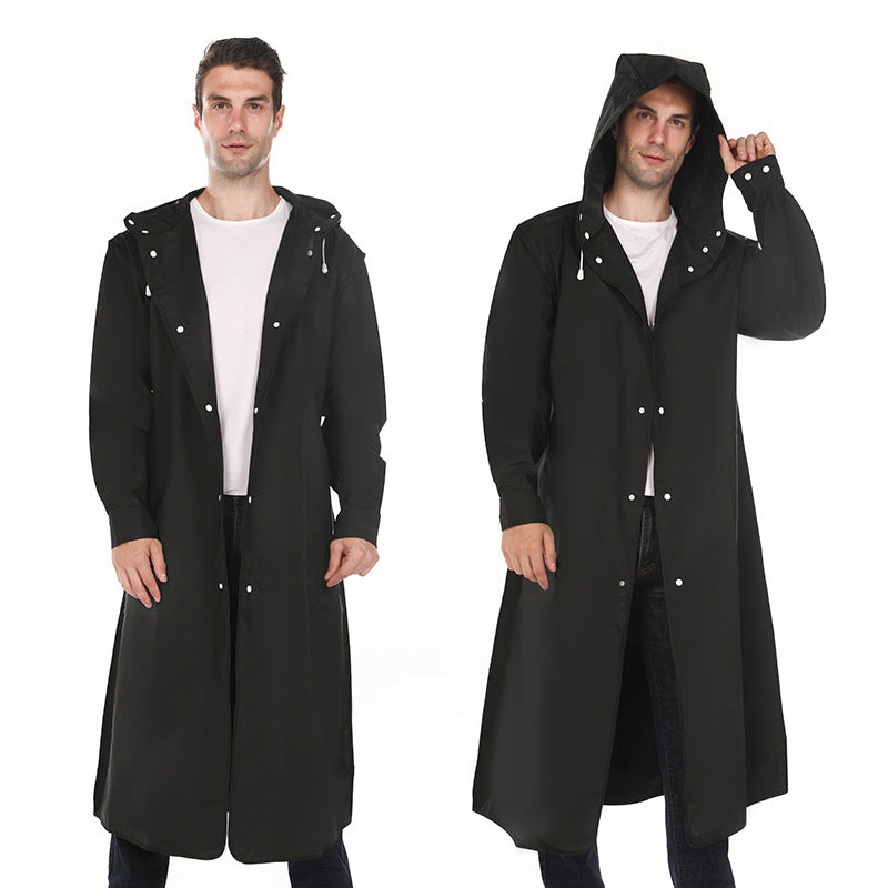 Men's Long Waterproof Raincoat - Black
