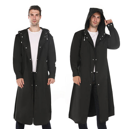 Men's Long Waterproof Raincoat - Black