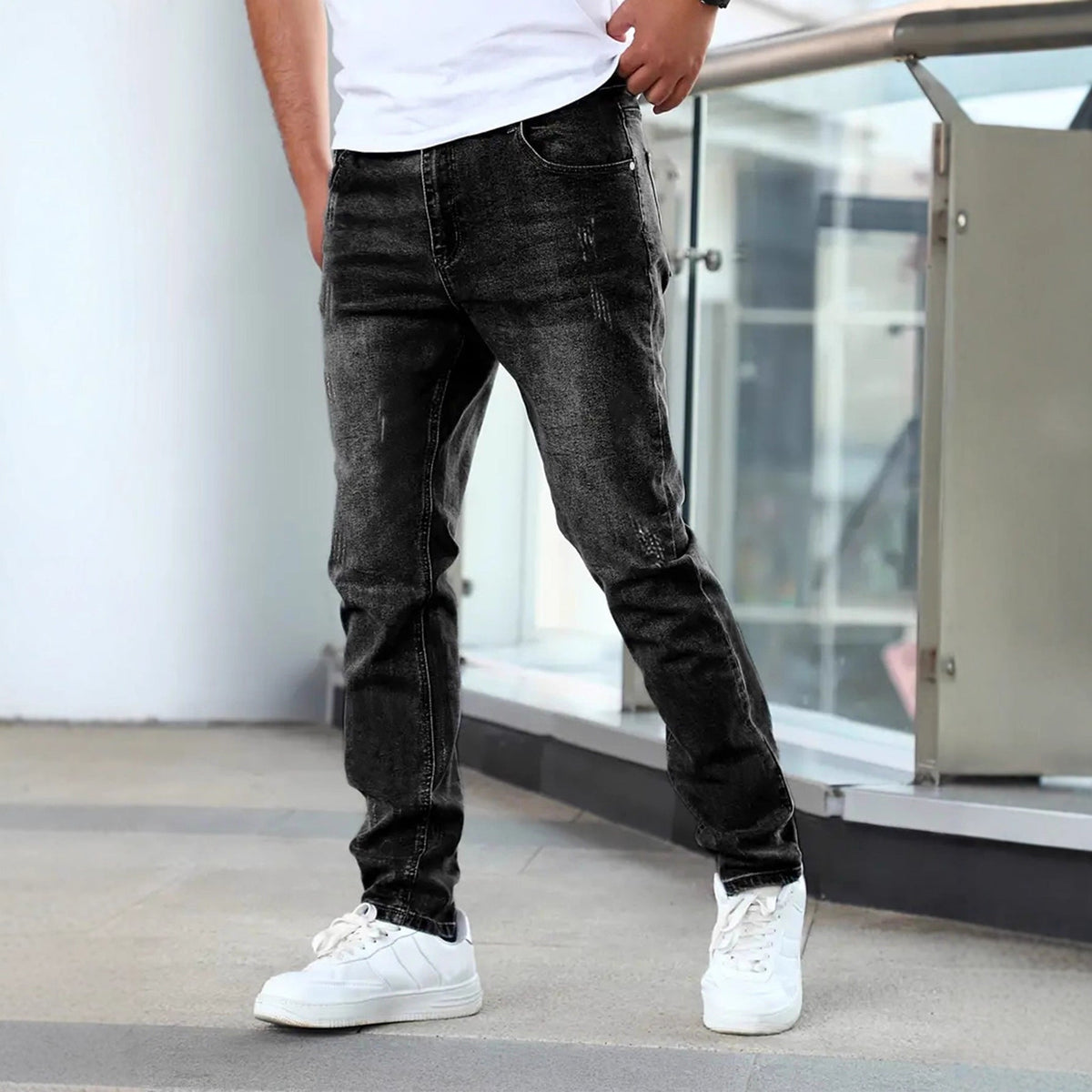 Men's Slim Fit Denim Jeans - Light Blue