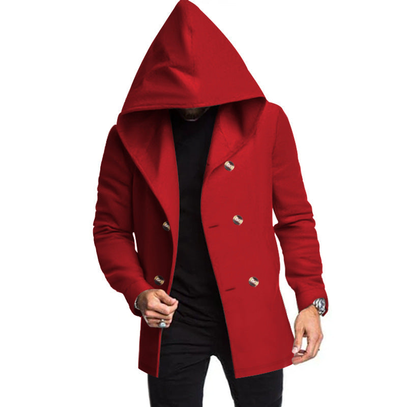 Men's Tweed Hooded Coat - Black