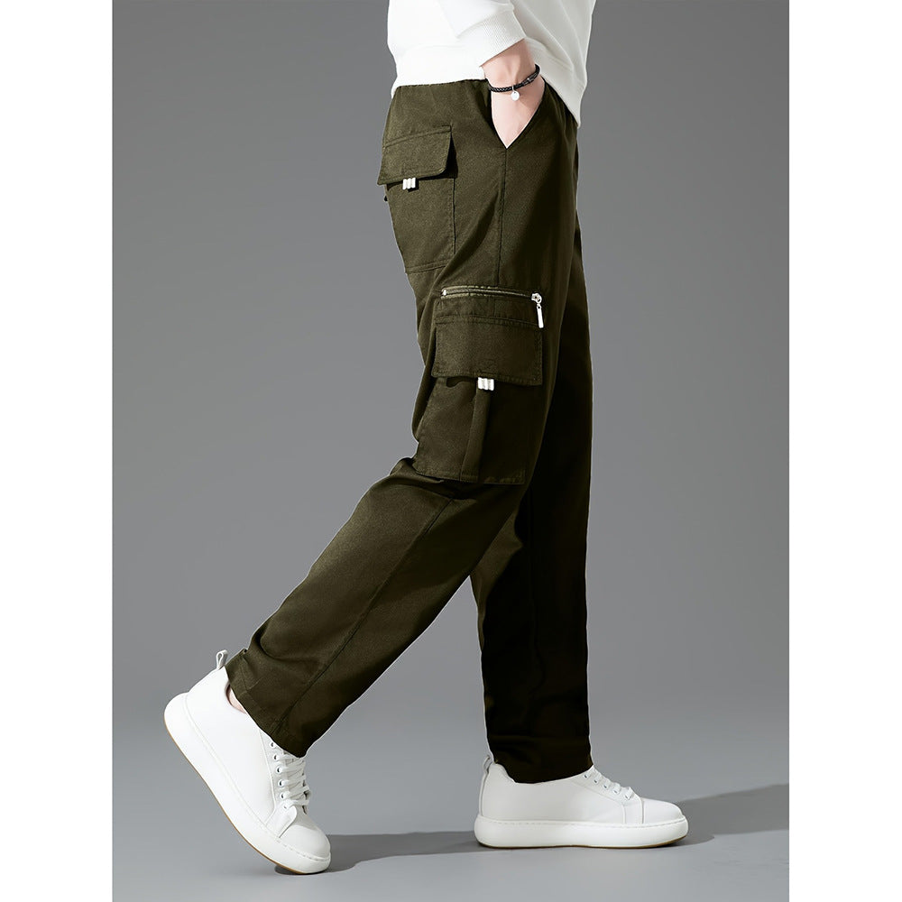 Men's Loose Fit Cargo Trousers - Light Brown