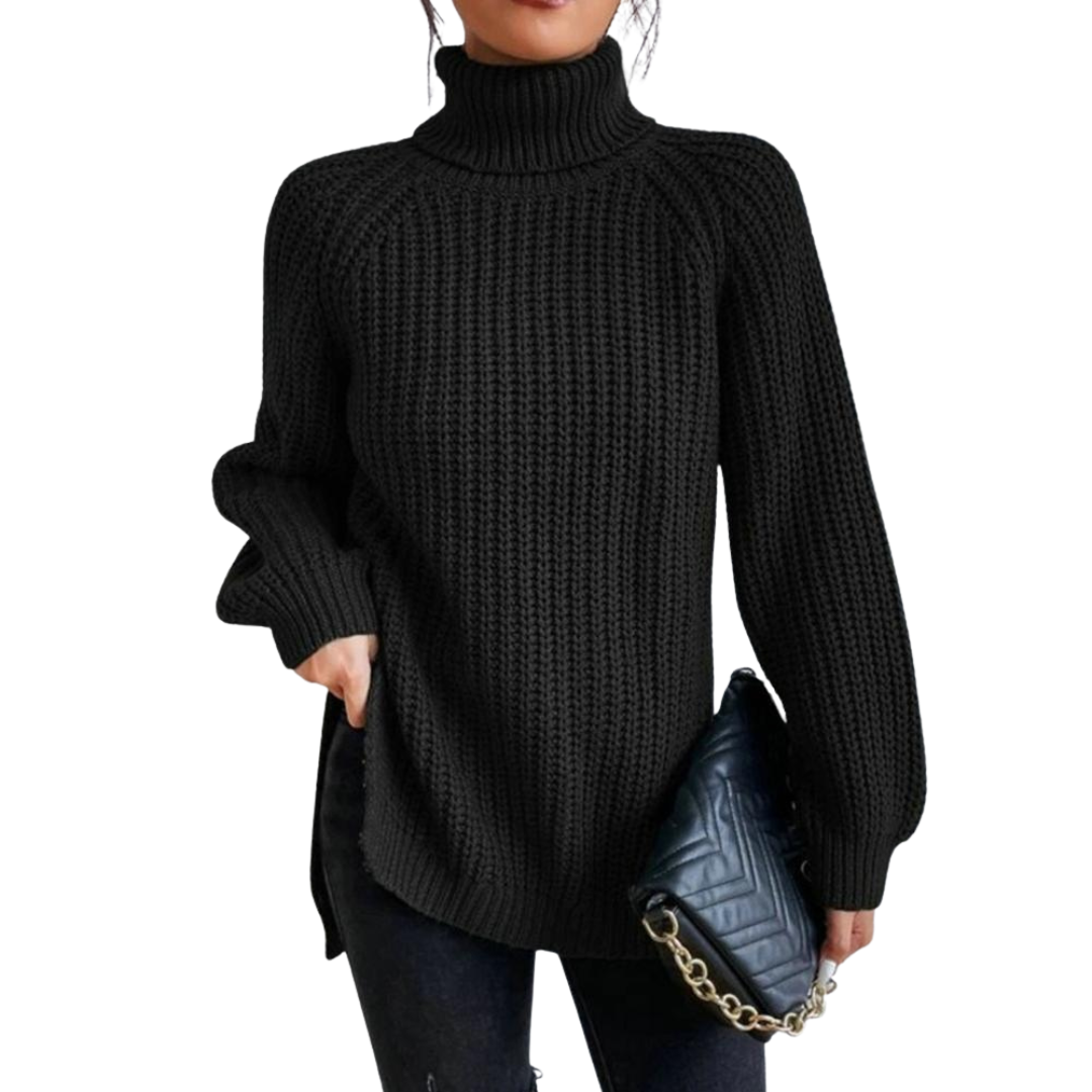 Women's Winter Turtleneck Sweater - Black