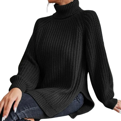 Women's Winter Turtleneck Sweater - Black