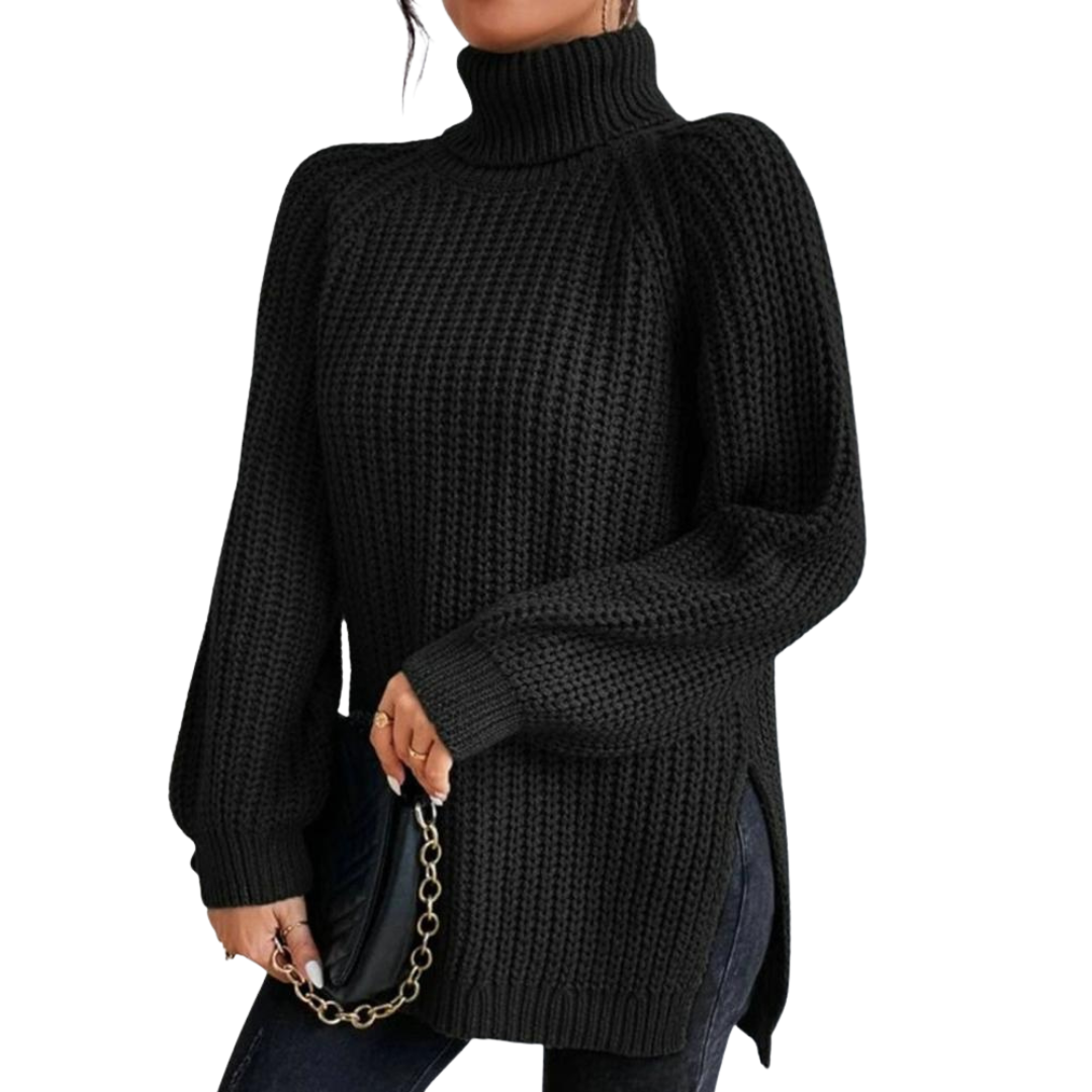 Women's Winter Turtleneck Sweater - Deep Red