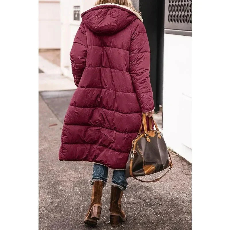 Women's Reversible Winter Coat - Orange