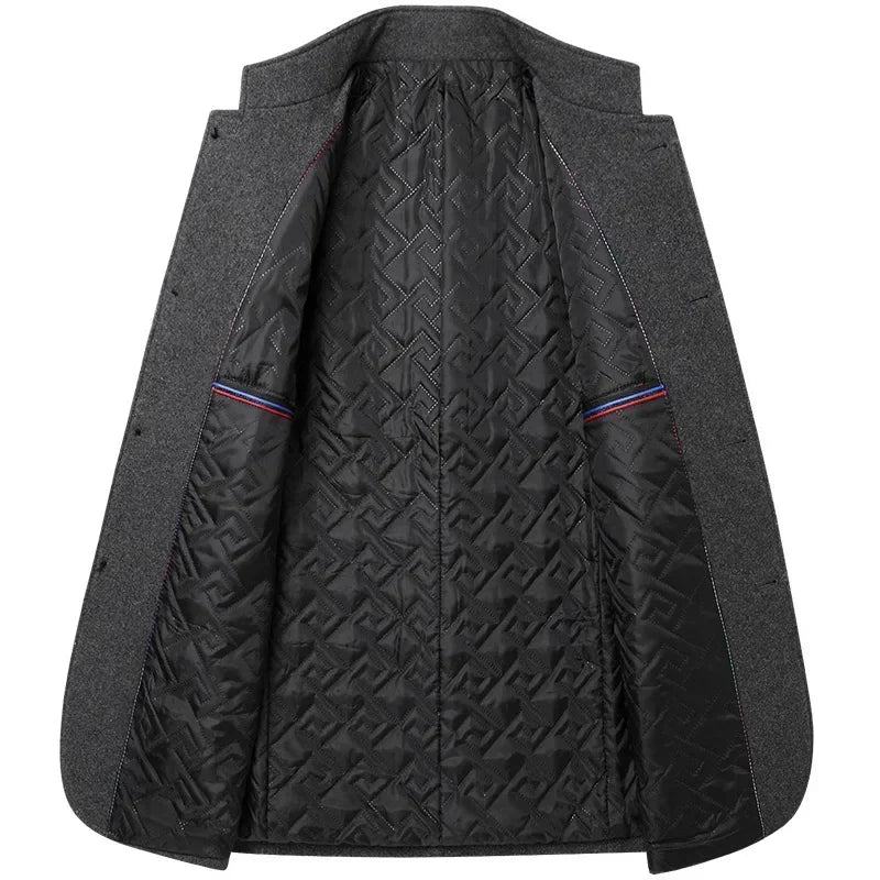 Men's Mid Length Button Coat - Grey