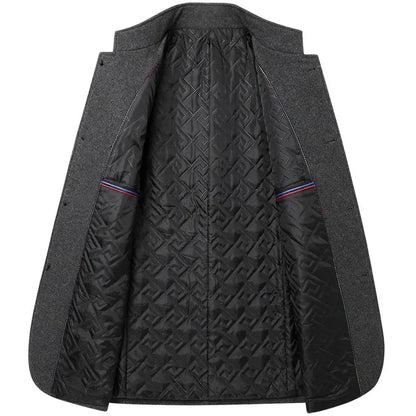 Men's Mid Length Button Coat - Grey