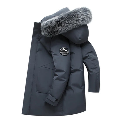 Men's Faux Fur Hooded Parka - Black