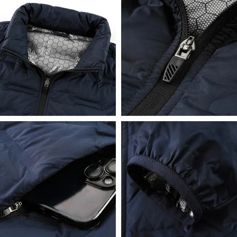 Men's Quilted Down Jacket - Blue
