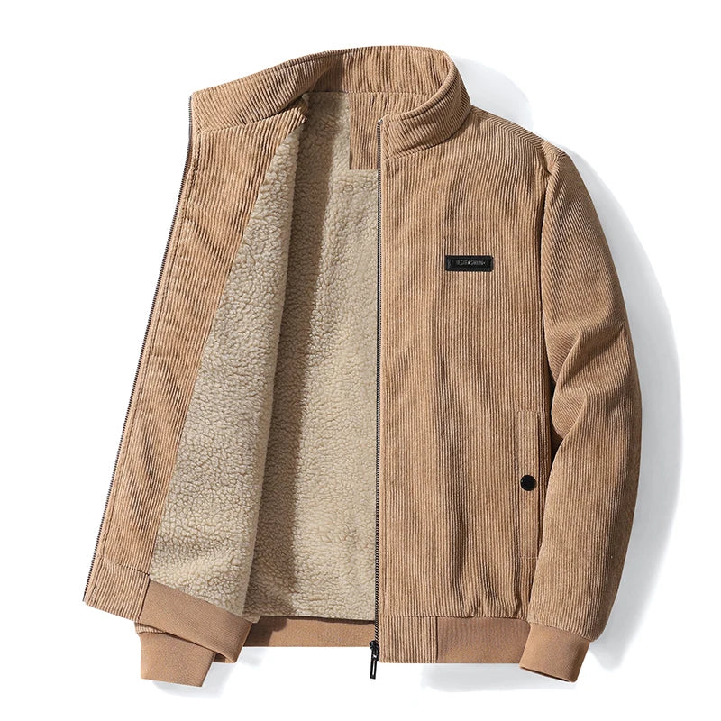 Men's Corduroy Fleece Lined Jacket - Khaki