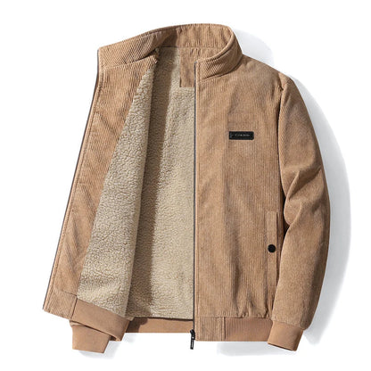 Men's Corduroy Fleece Lined Jacket - Khaki
