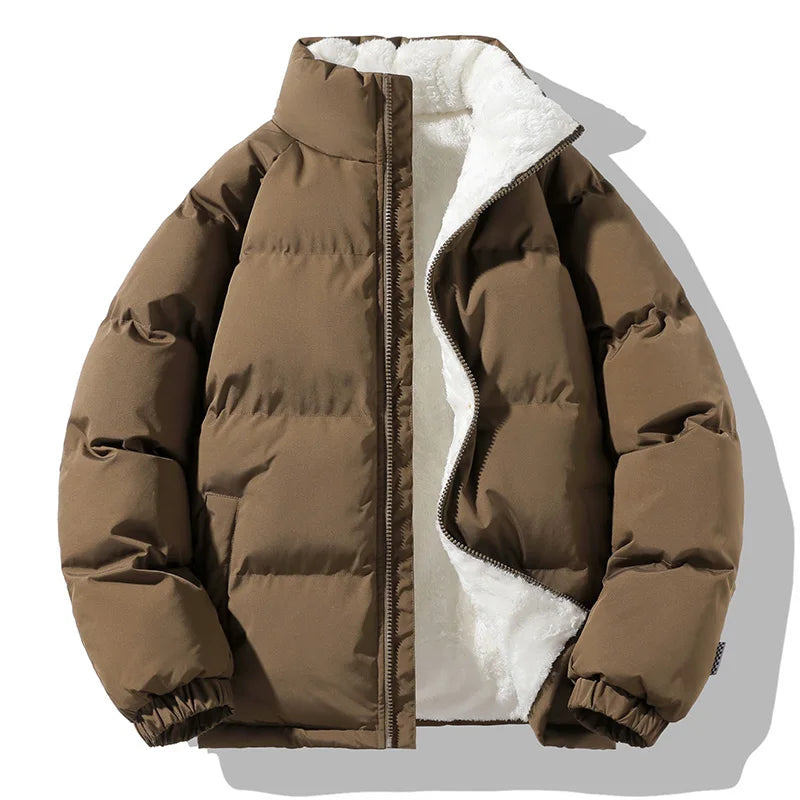 Men's Down Fleece Lined Jacket - Brown