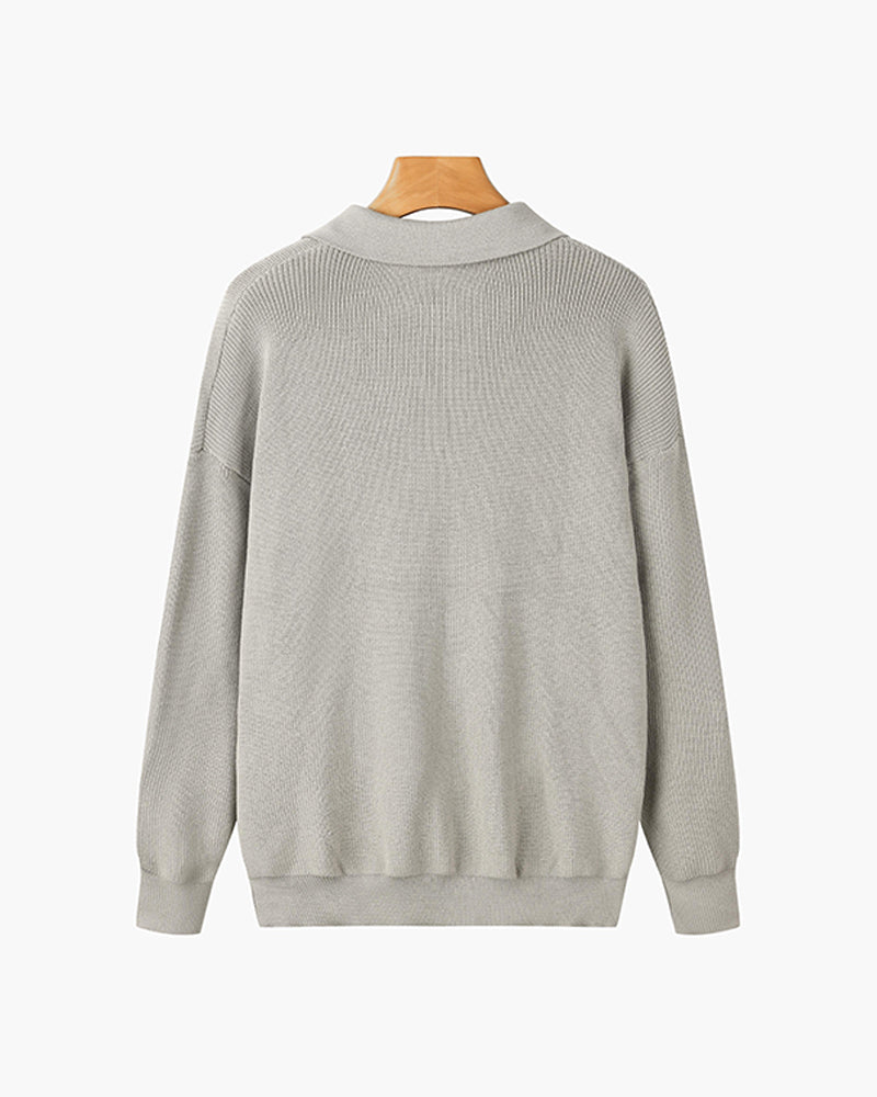Men's Textured Zip Knit Sweater - Black
