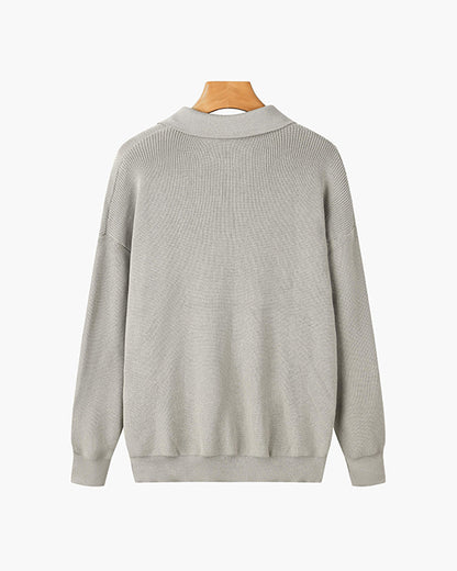 Men's Textured Zip Knit Sweater - Black